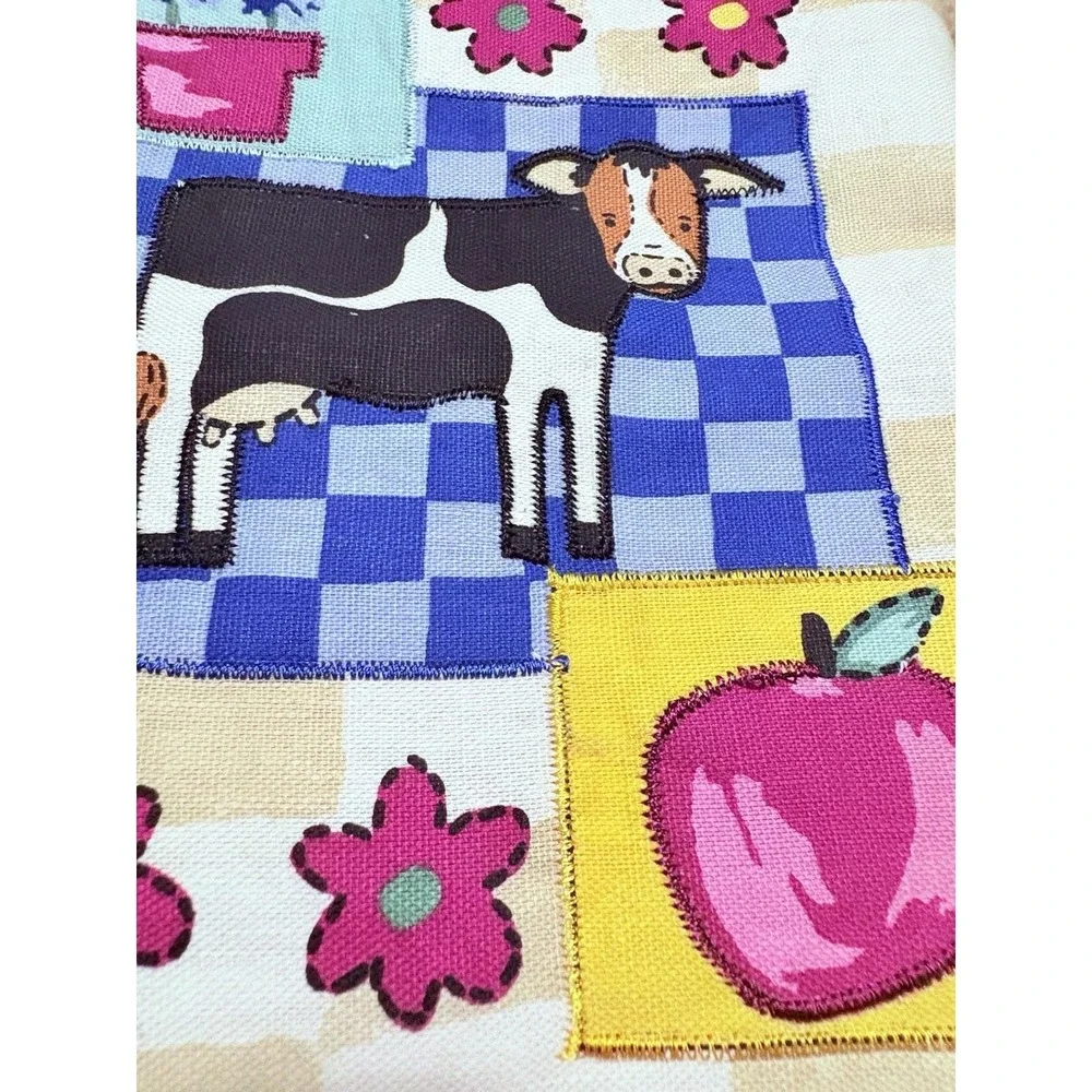 Vintage Quilted Puff Pot Holder Trivet For Hot Stuff Cow Print‎ With Flowers